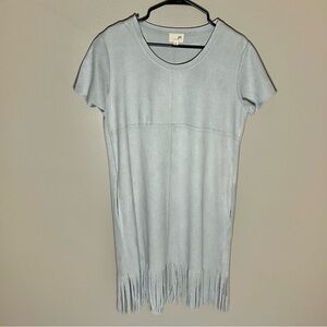 Joh Apparel Grey Suede Fringe Dress Size Medium